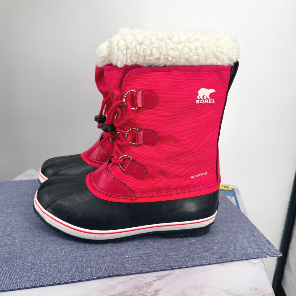 Sorel Yoot Pac Waterproof Winter Snow Boot Wmn 8.5 Youth 7 Rose Black NY1962-600